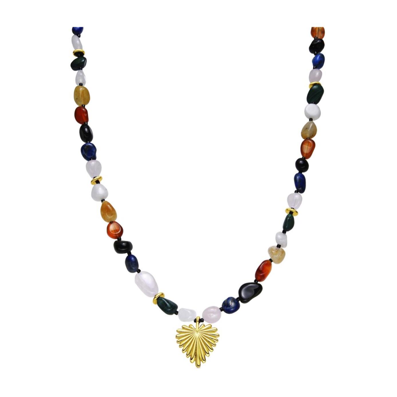 Collar con Multicolor Piedra Natural acabado oro 18k