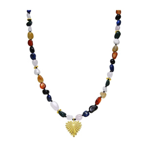 Collar con Multicolor Piedra Natural acabado oro 18k