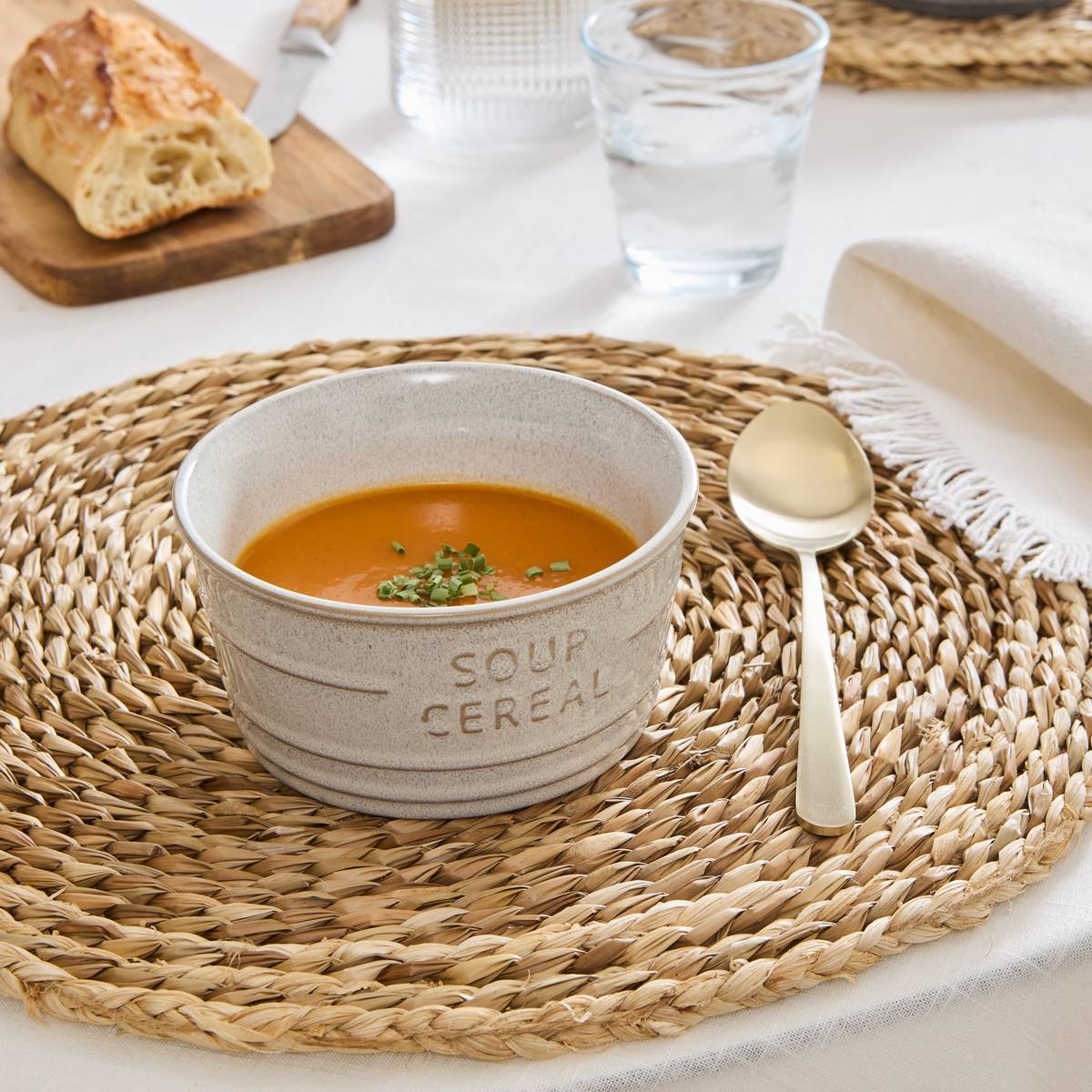 Bol inscription Soup Cereal blanc 50cl
