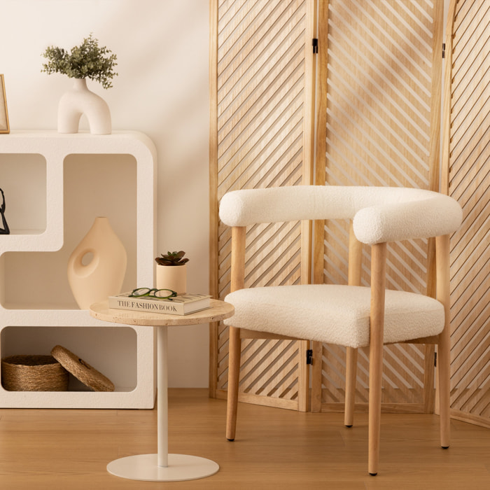 Table d'appoint Celen travertin blanc 40x45cm