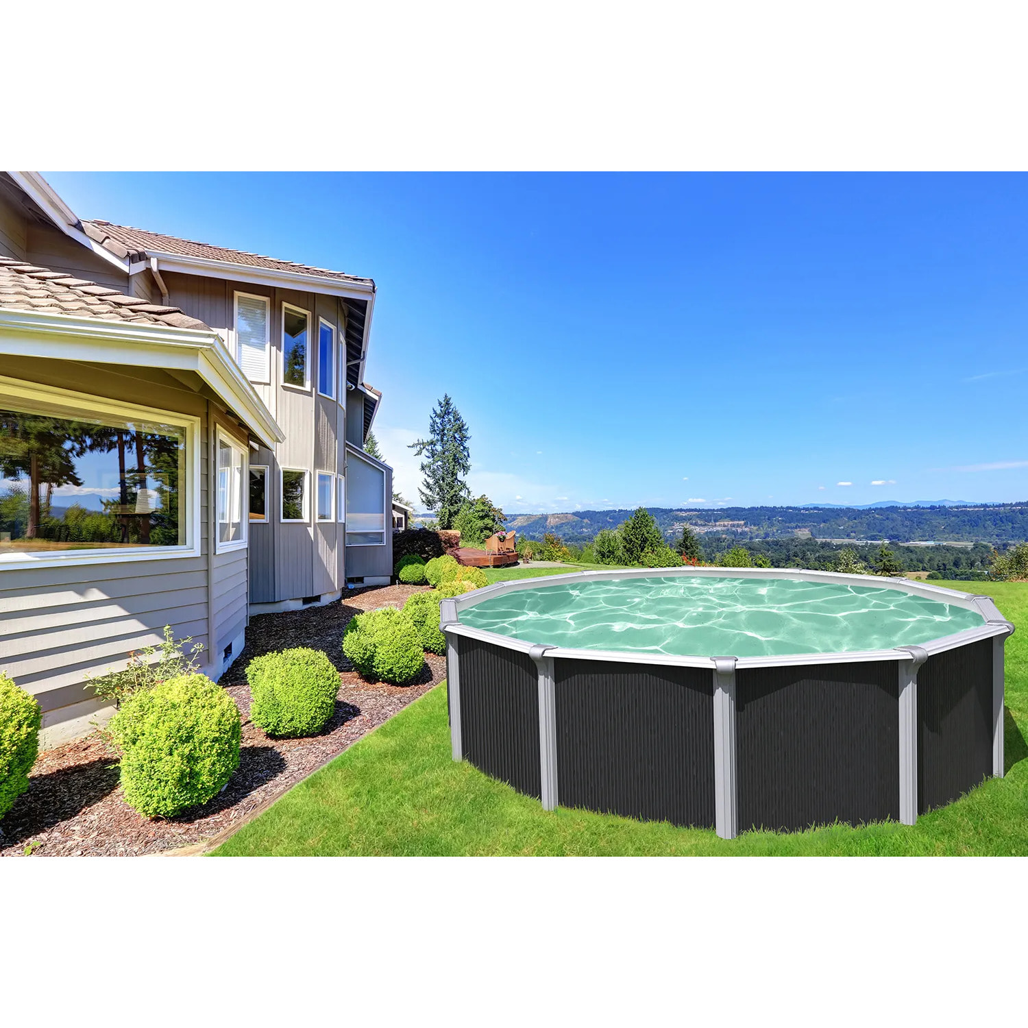 Piscine hors sol acier ronde Ø 4,55 x 1,32 m anthracite OSMOSE