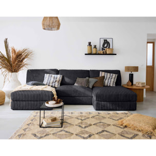 Jasper - module d'assise - en fausse fourrure côtelée - Gris Anthracite