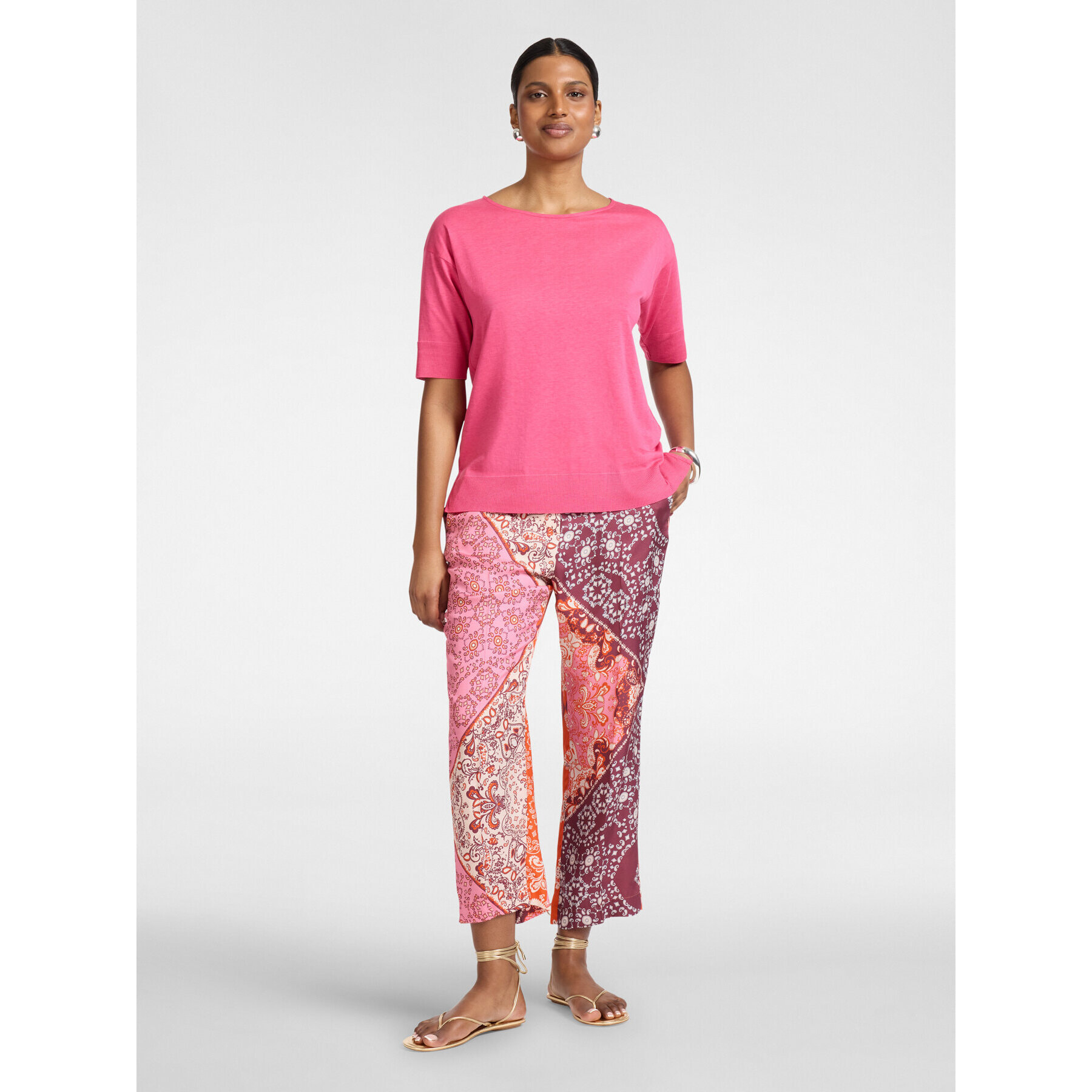 Elena Mirò - Camiseta boxy de mezcla de lyocell - Fuchsia