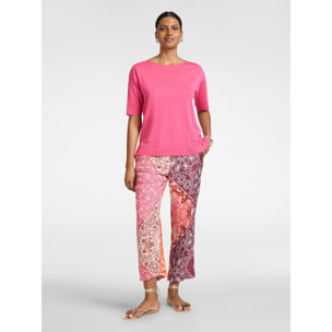 Elena Mirò - Camiseta boxy de mezcla de lyocell - Fuchsia