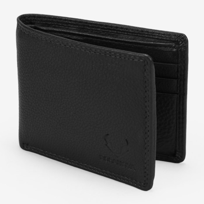 Cartera americana piel negra sin portamonedas