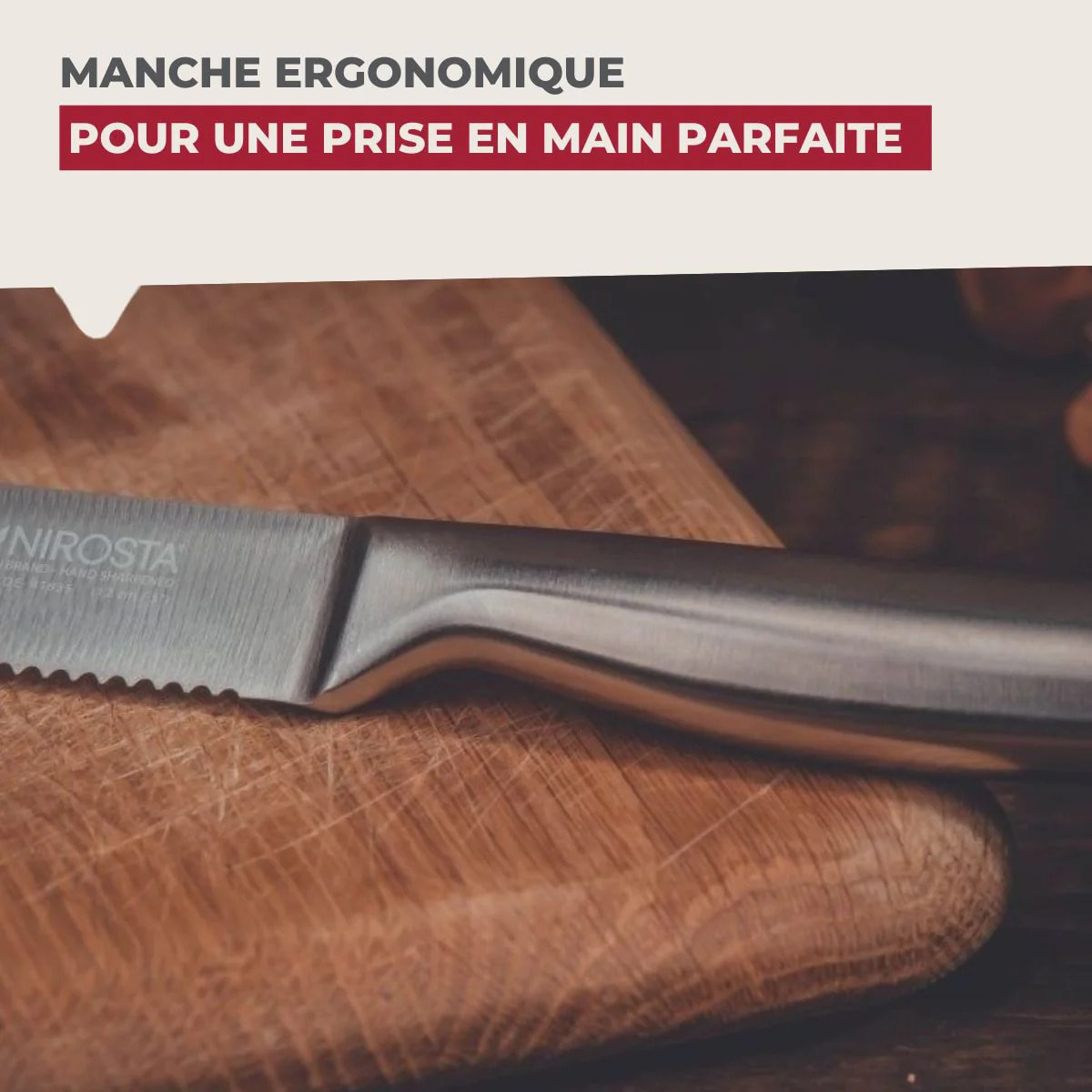 Ensemble de 4 Couteaux de cuisine professionnel 24 cm lame crantée Nirosta Star
