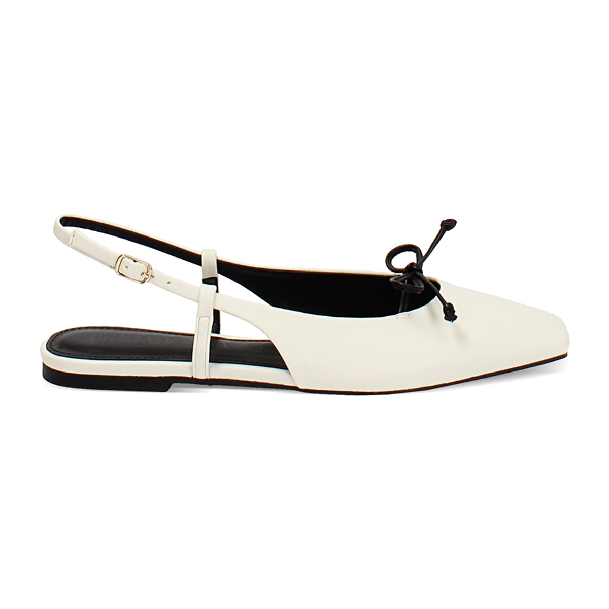 Ballerine slingback donna panna con punta quadra