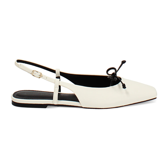 Ballerine slingback donna panna con punta quadra