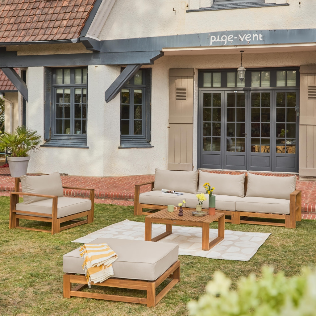 Salon de jardin bois d'acacia 5 places MENDOZA