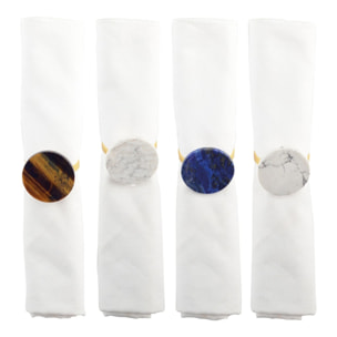 LOT DE 4 RONDS DE SERVIETTES PIERRES MULTICOLORES