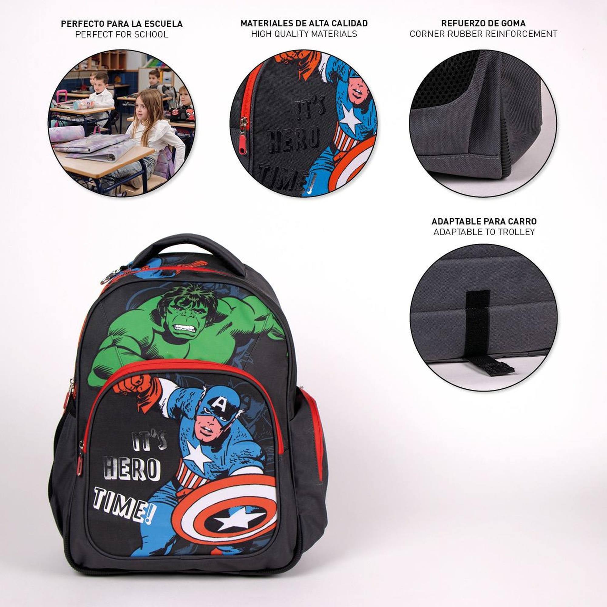 Mochila escolar mediana de los vengadores, niños, multicolor, estándar