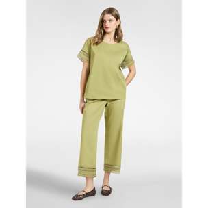 Elena Mirò - Blusa con bordi in pizzo - Verde chiaro