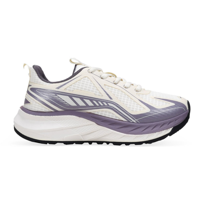 Zapatillas deportivas beige y lila con cordones