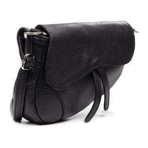 FIRENZE ARTEGIANI Borsa a Spalla da Donna Susanna. Vera Pelle Dollaro Made in Italy 22x7x17 Cm. Colore nero