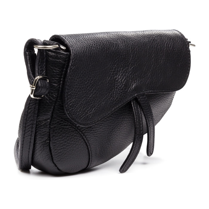 FIRENZE ARTEGIANI Borsa a Spalla da Donna Susanna. Vera Pelle Dollaro Made in Italy 22x7x17 Cm. Colore nero