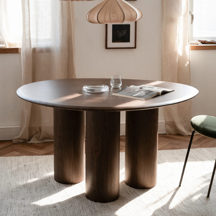 Table organique en placage noyer, 6 personnes - Aya