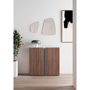 Zapatero Odda melamina nogal detalle grafito 90x95x35 cm