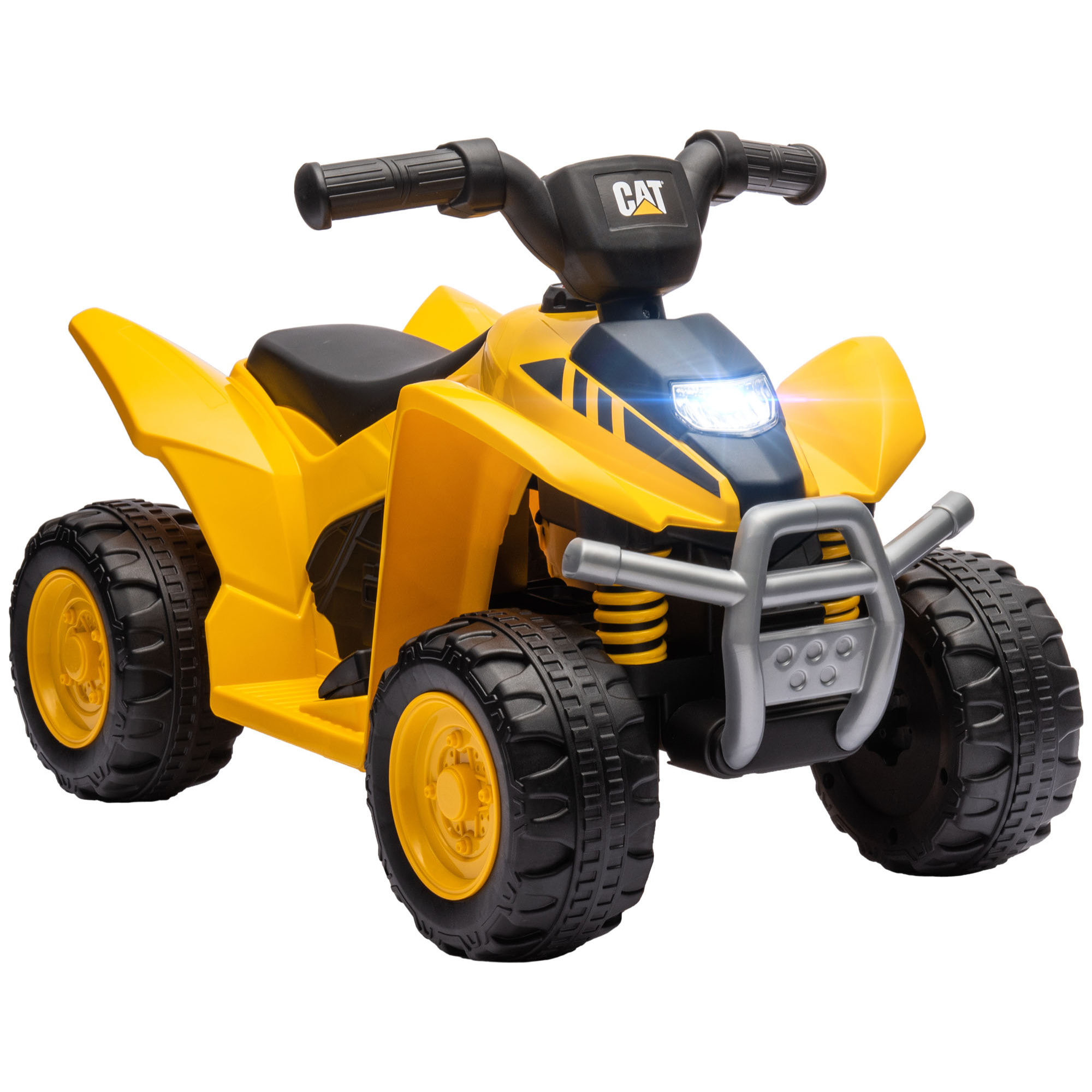 Quad électrique enfant 18-36 mois Caterpillar - klaxon, phare LED, pédale accélérateur - 2,8 Km/h max. - noir jaune