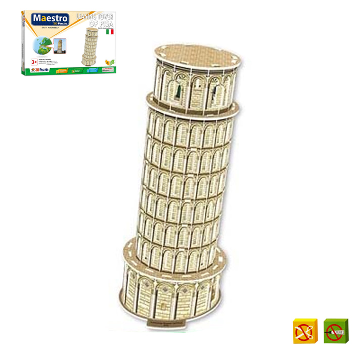 Puzzle 3D Torre inclinada de Pisa - 50 piezas - Tamaño montado: 25 x 10 x 11 cms