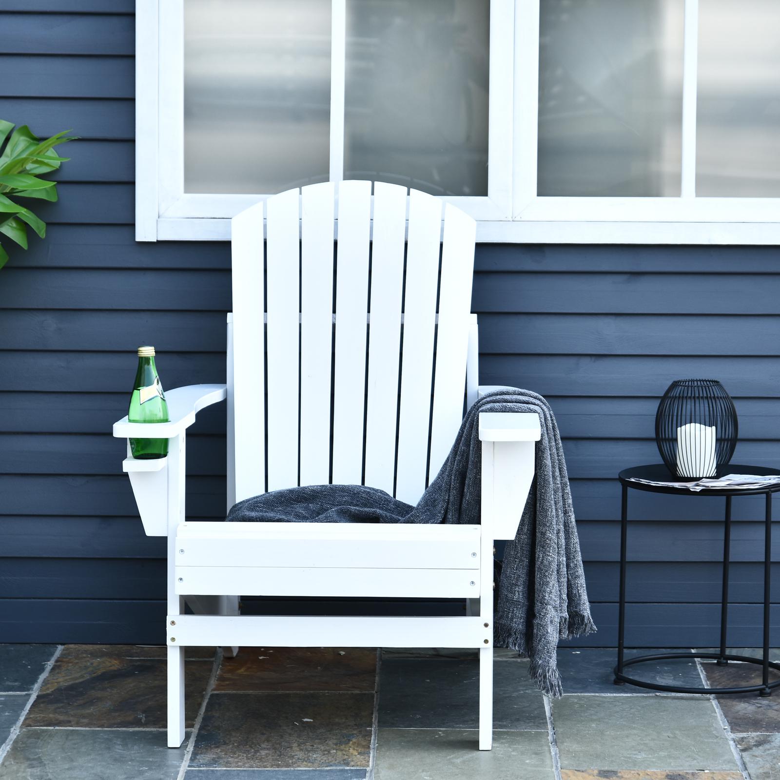 Fauteuil de jardin Adirondack chaise longue inclinable en bois 97L x 73l x 93H cm blanc
