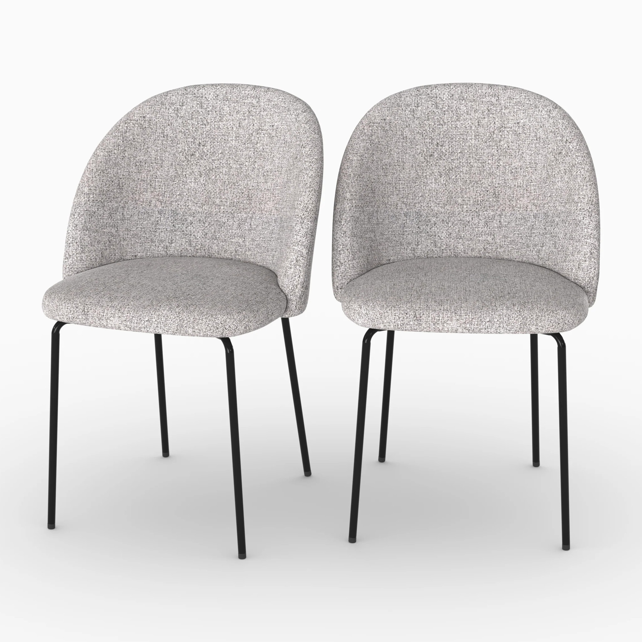 Lot de 2 chaises en tissu chiné gris clair - Karl