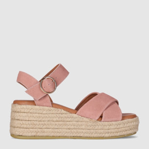 Sandalias de Serraje - Rosa - Tacón: 6 cm