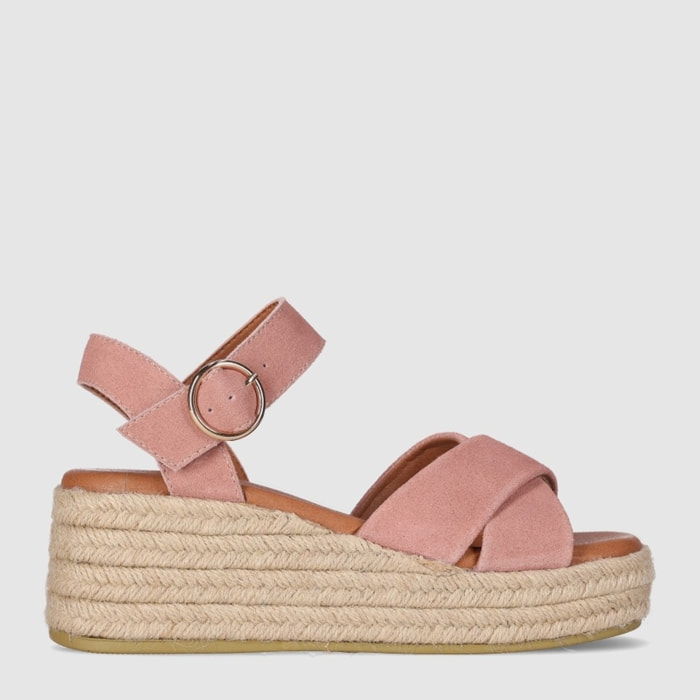 Sandalias de Serraje - Rosa - Tacón: 6 cm