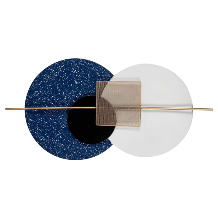 Adorno Pared Metal Azul Blanco 84x3x42 Cm