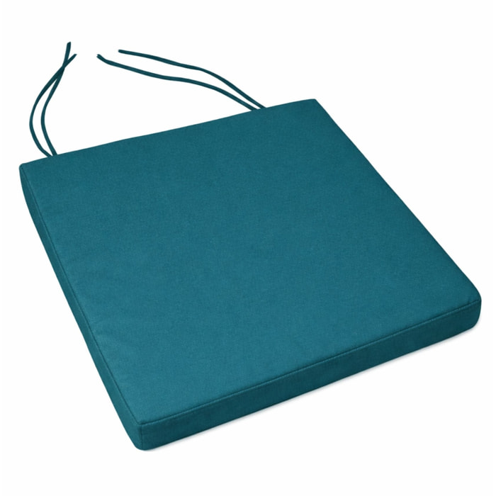 Galette de chaise extérieur imperméable et déhoussable MINORQUE - Bleu Paon