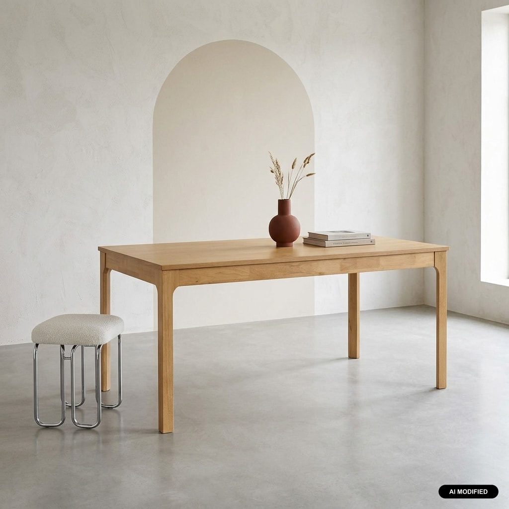 Table à manger rectangle extensible bois d'hévéa placage chêne 6-10 places FÉLICIE