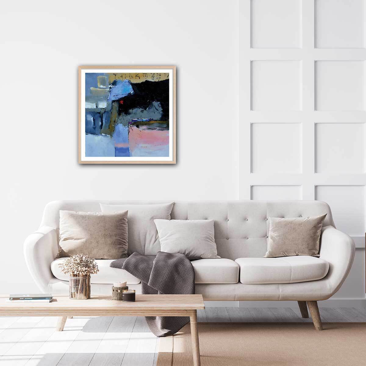 Affiche bleu et rivage côtier Affiche sous cadre bois