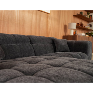 Mini Ray - Canapé d'angle gauche 4 places en tissu texturé - Gris Anthracite