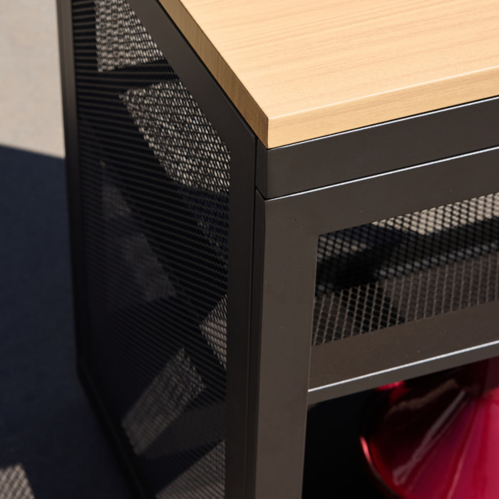 Module de cuisine extérieure acier et décor bois 1 étagère L80cm MILOS