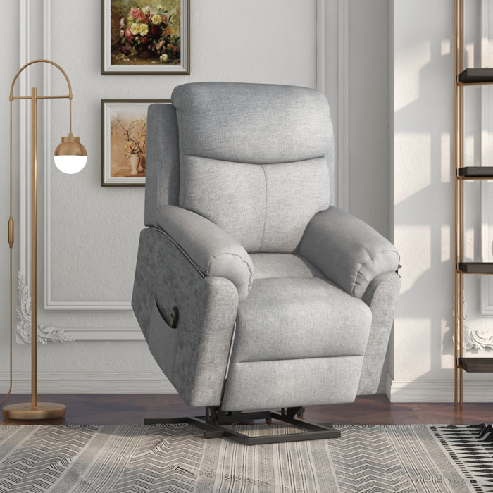 Fauteuil de massage releveur électrique - fauteuil inclinable avec repose-pied ajustable, télécommande - tissu aspect lin gris