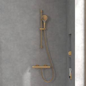 Mitigeur douche thermostatique Universal rond + Ensemble de douche Verve Showers 3 jets Brushed Gold