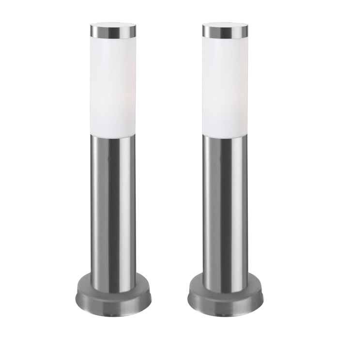 FORLIGHT Koral (2 uds) Baliza Exterior de Jardín Resistente al Agua IP55. Poste de Luz. Lámpara Bolardo de Acero Inoxidable 23W.