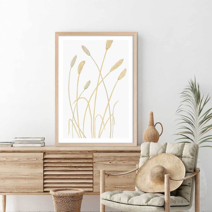 Affiche  scandi blés 2 Affiche + cadre en bois - Chêne