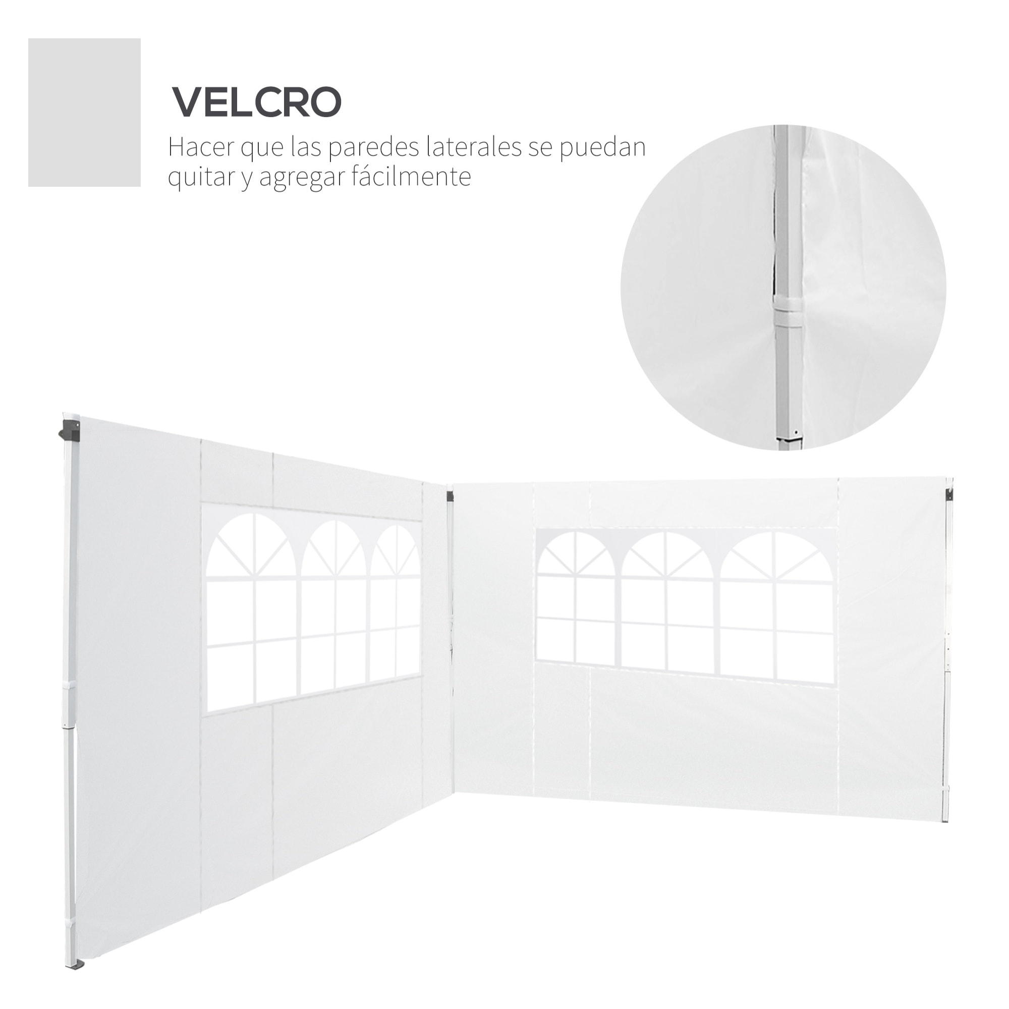 2 Paredes Laterales para Carpa de Oxford 3x2 m Blanco