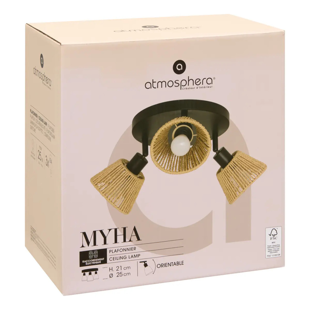 Plafonnier Myha beige 25x21cm