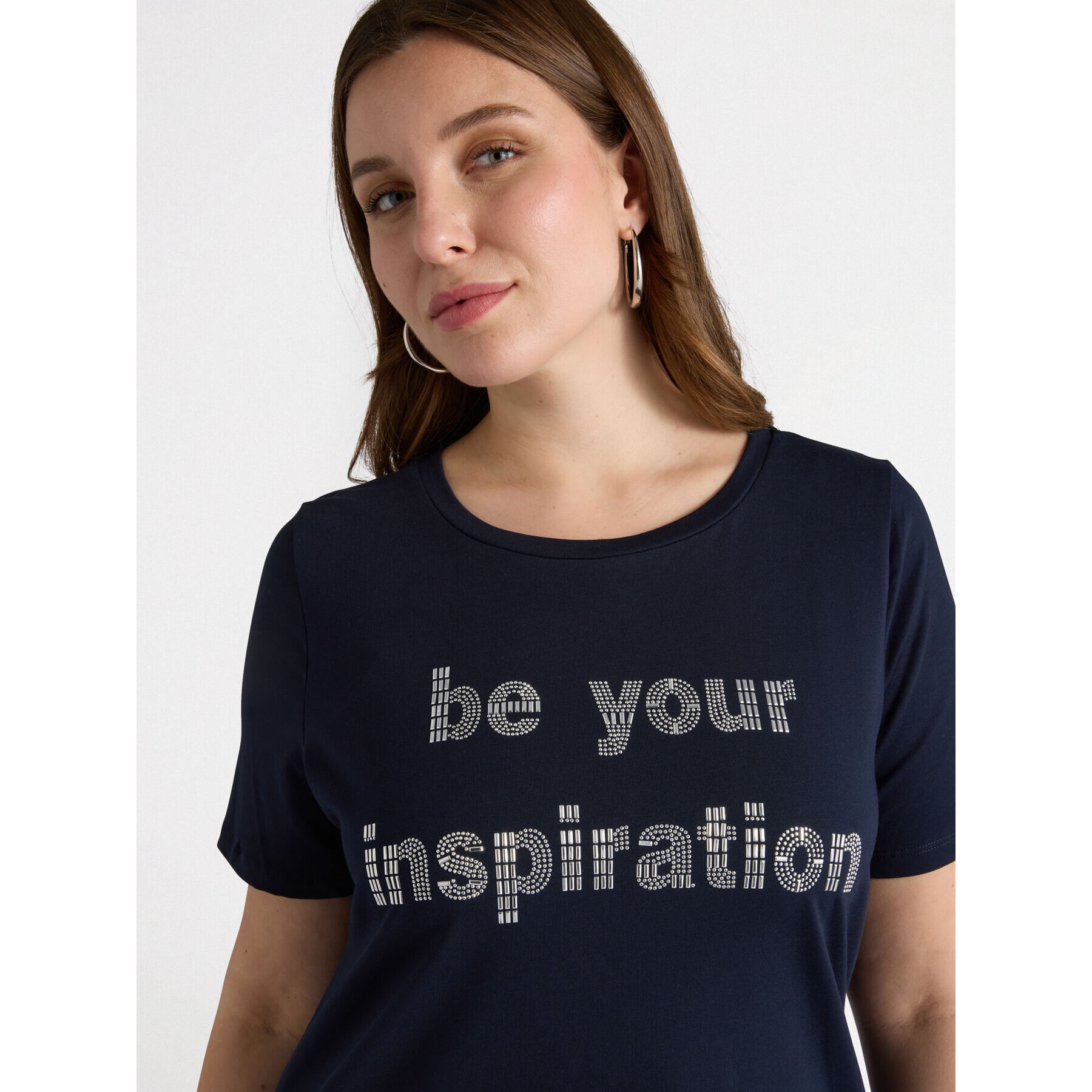 Fiorella Rubino - Camiseta con escritura con tachuelas - Azul