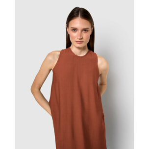 Vestido largo sin mangas fluido caldera