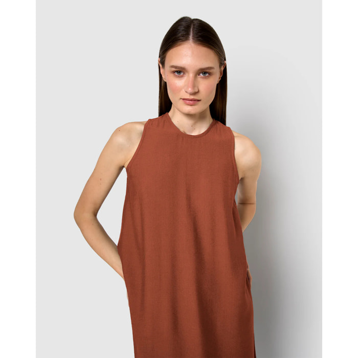 Vestido largo sin mangas fluido caldera