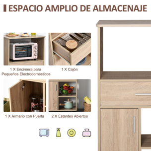 Carro de Cocina para Microondas con 4 Ruedas y Frenos Cajón Estantes 60x40x108cm