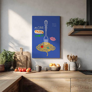 Tableau More Pasta fond bleu Toile imprimée