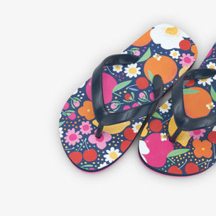 Chanclas estampadas con flores de color fucsia, Chanclas
