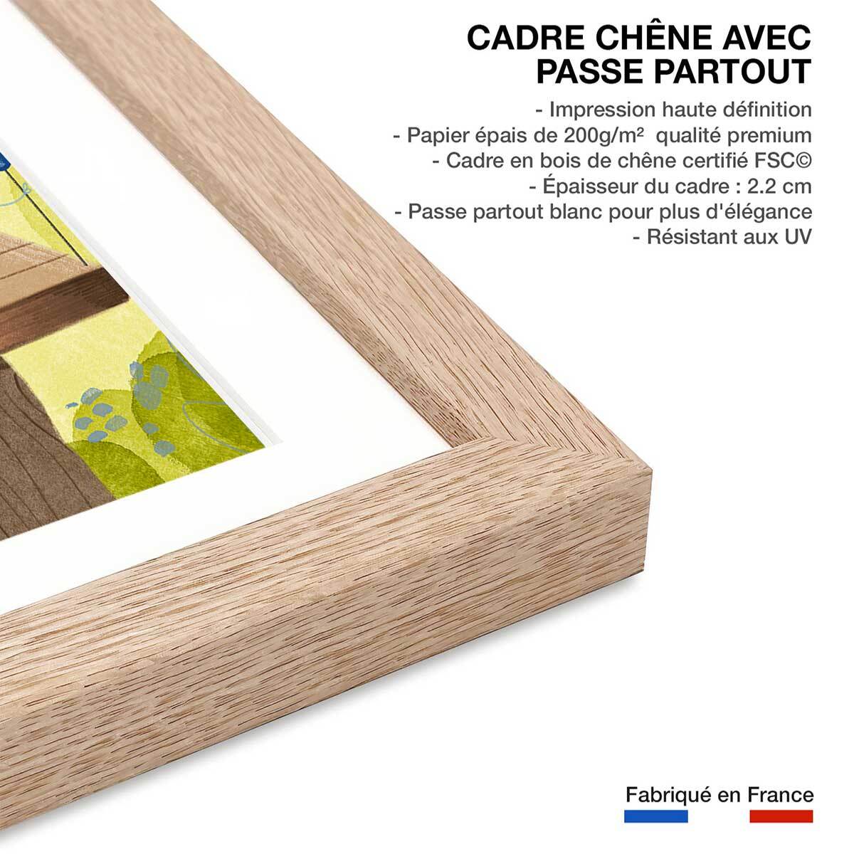 Affiche enfant hôtel pour insectes  Affiche + cadre en bois - Chêne