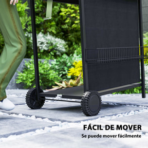 Barbacoa de Gas BBQ Gas con 4+1 Quemadores 12 kW Barbacoa Portátil con Termómetro Mesa Lateral Estante Especiero Parrilla Recogedor de Grasa 2 Ruedas para Jardín Exterior Camping Negro