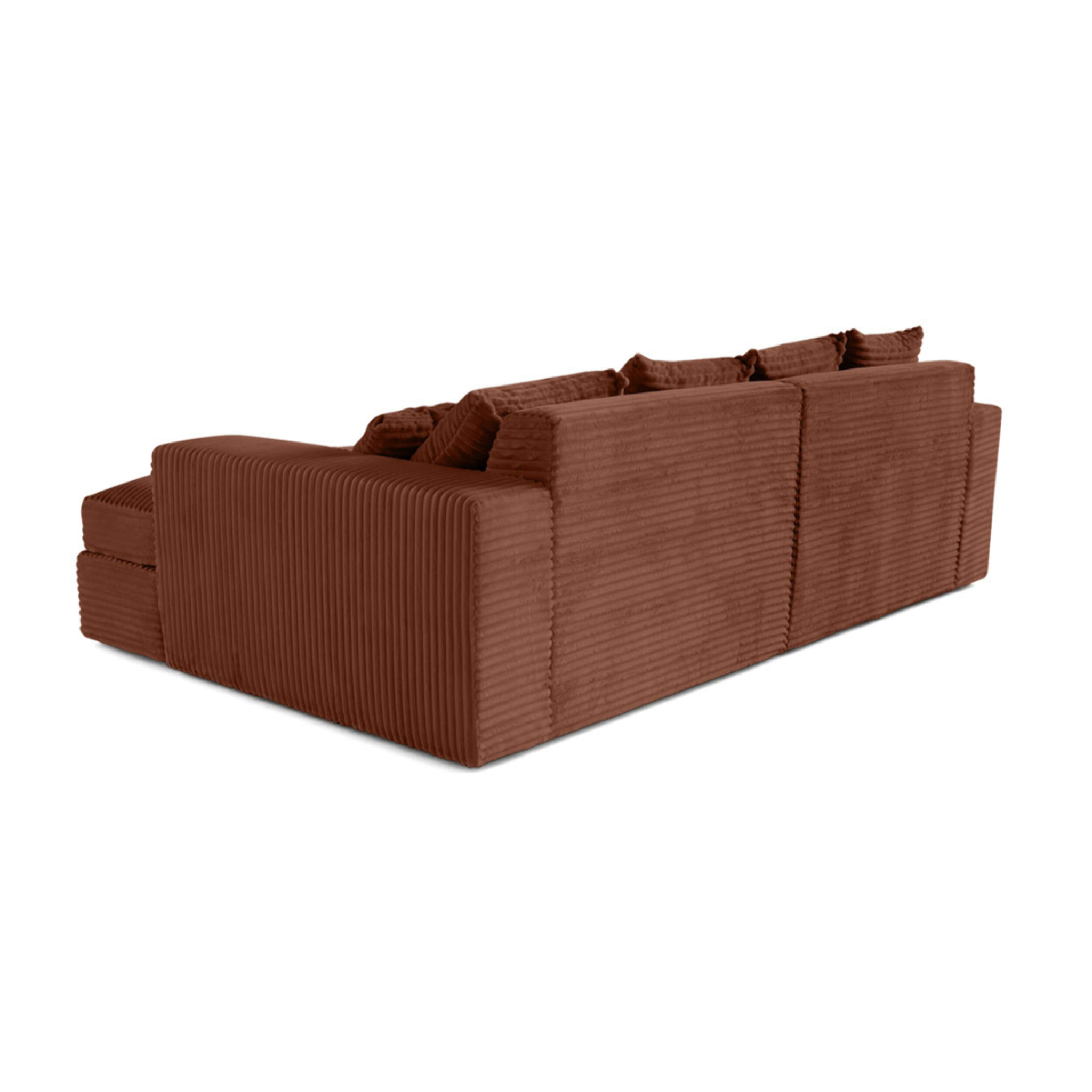 Collins - canapé droit 4 places avec double méridienne - assise profonde - velours côtelé grosses côtes - Terracotta