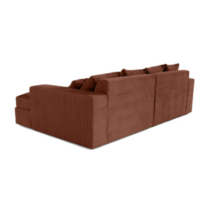 Collins - canapé droit 4 places avec double méridienne - assise profonde - velours côtelé grosses côtes - Terracotta
