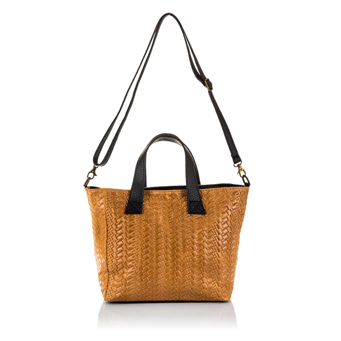 Cassandra Borsa tote Donna.Leder autentico Camoscio Inciso Intrecciato